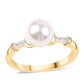 Anel de Prata com Banho de Ouro com Pérola de Água Doce Branca e Topázio Branco