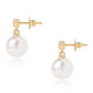 Brincos de Prata com Banho de Ouro com Pérola de Água Doce Branca e Topázio Branco