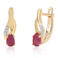 Brincos de Prata com Banho de Ouro com Rubi de Moçambique e Topázio Branco