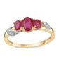 Anel de Prata com Banho de Ouro com Rubi de Moçambique e Topázio Branco