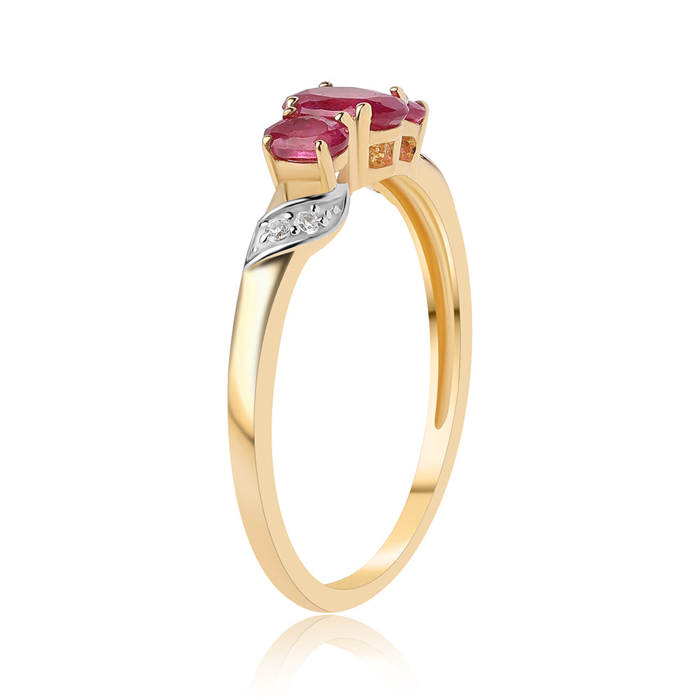 Anel de Prata com Banho de Ouro com Rubi de Moçambique e Topázio Branco 2 