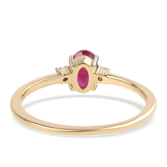 Anel de Prata com Banho de Ouro com Rubi de Moçambique e Topázio Branco