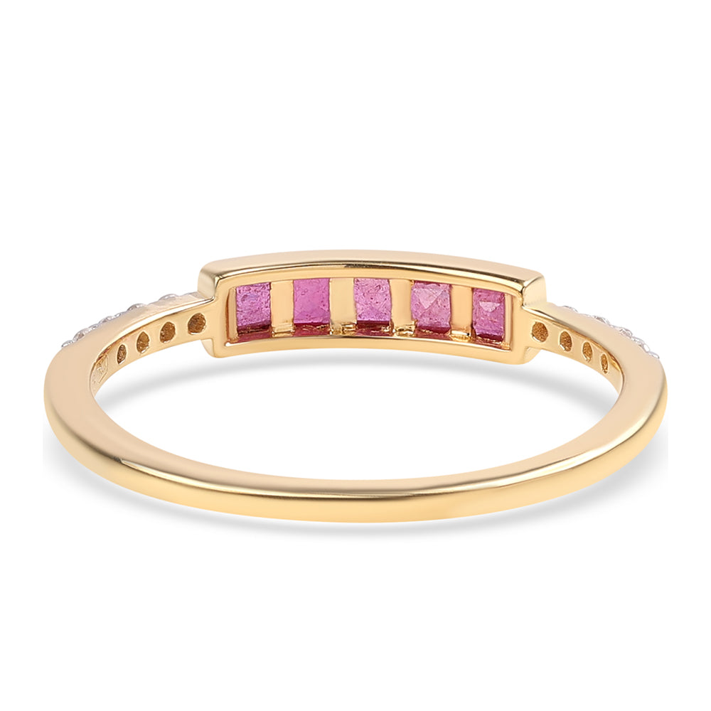 Anel de Prata com Banho de Ouro com Rubi de Moçambique e Topázio Branco 2 