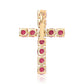 Cruz Pendente de Prata com Banho de Ouro com Rubi de Moçambique
