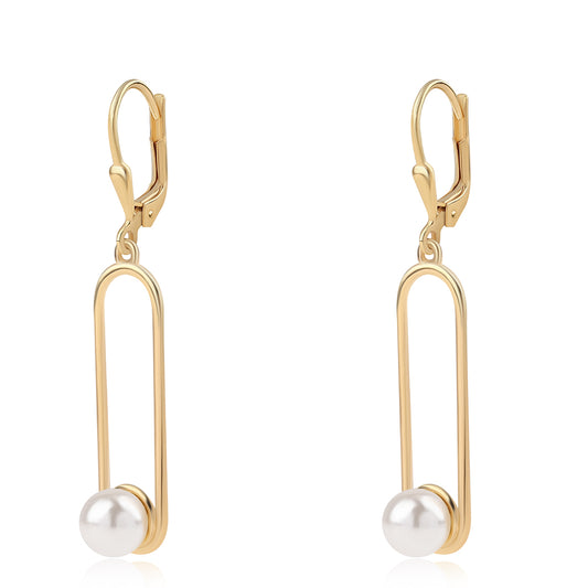 Brincos de Prata com Banho de Ouro com Pérola de Água Doce Branca