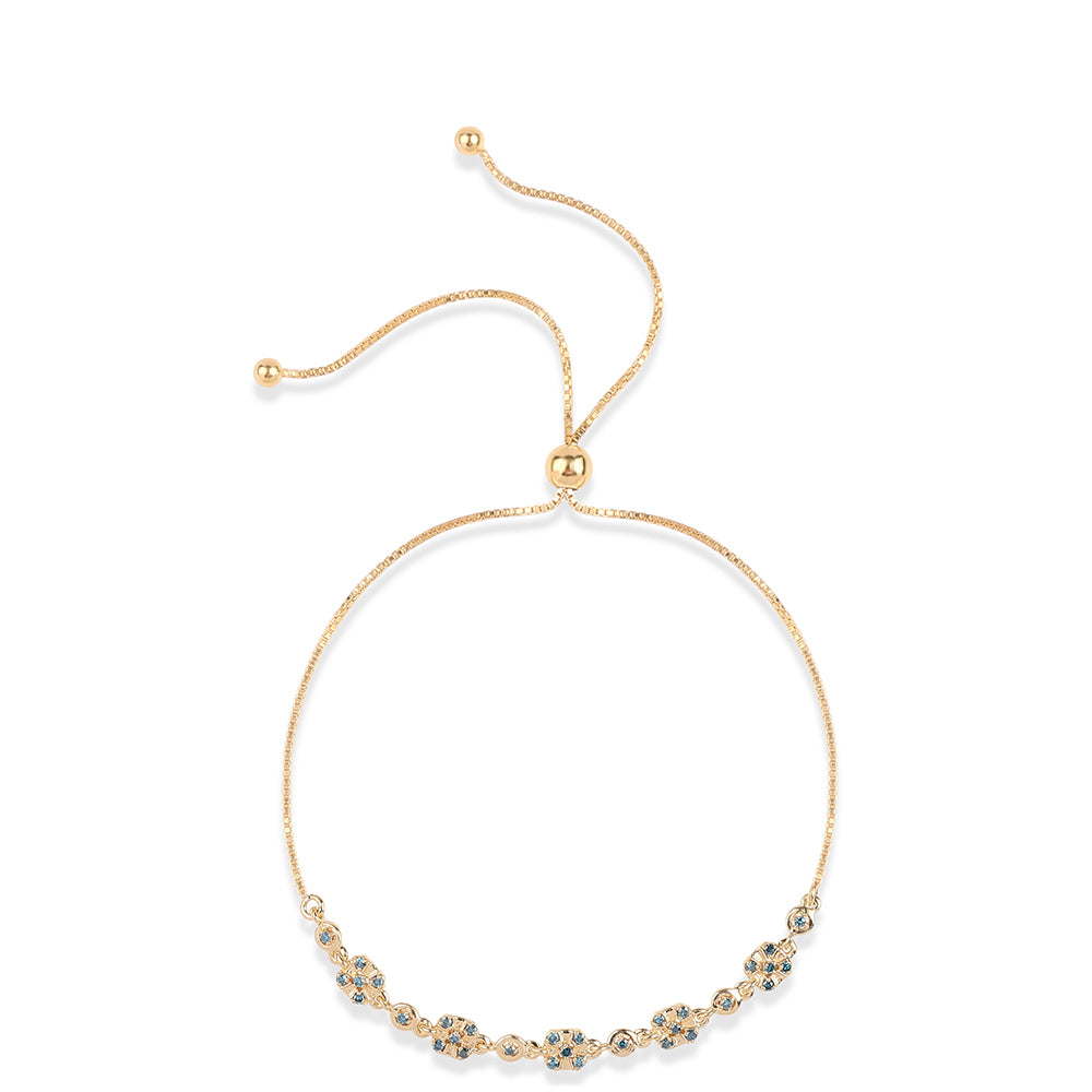 Pulseira de Prata com Banho de Ouro com Diamante Azul  Contraste: Cabeca de Veado (800)