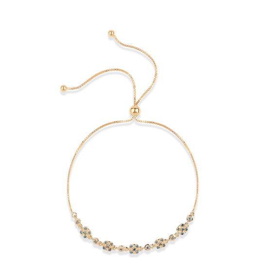 Pulseira de Prata com Banho de Ouro com Diamante Azul  Contraste: Cabeca de Veado (800)