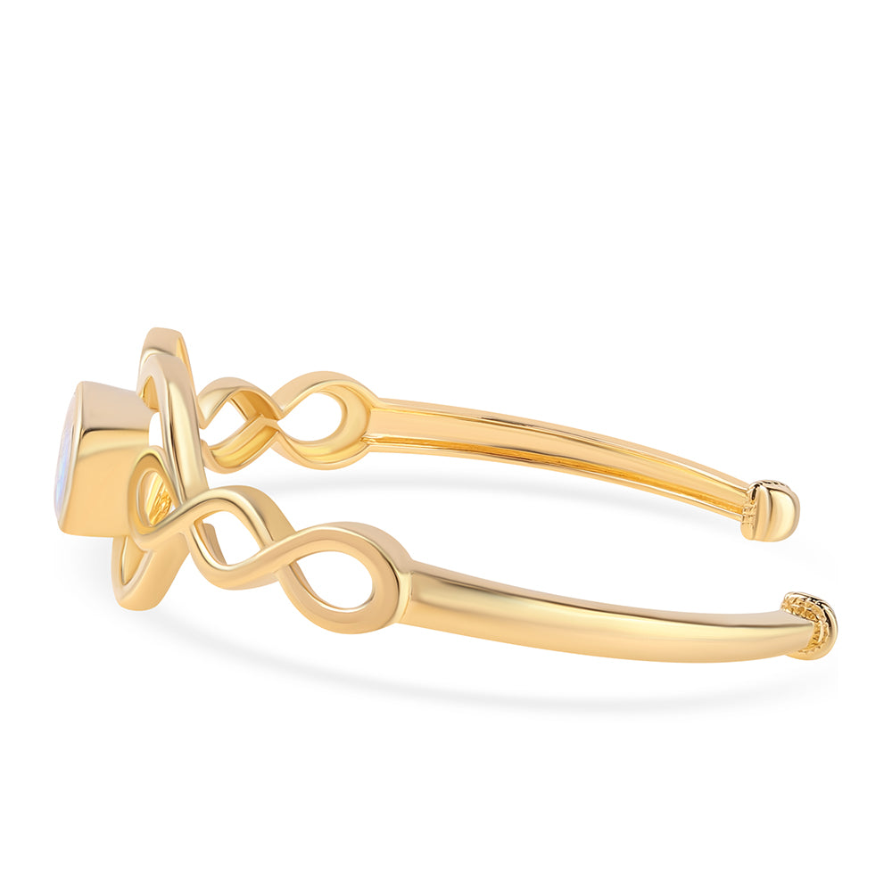 Pulseira de Prata com Banho de Ouro com Pedra da Lua Arco-íris AA  Contraste: Cabeca de Veado (800)