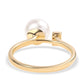 Anel de Prata com Banho de Ouro com Pérola de Água Doce Branca e Topázio Branco