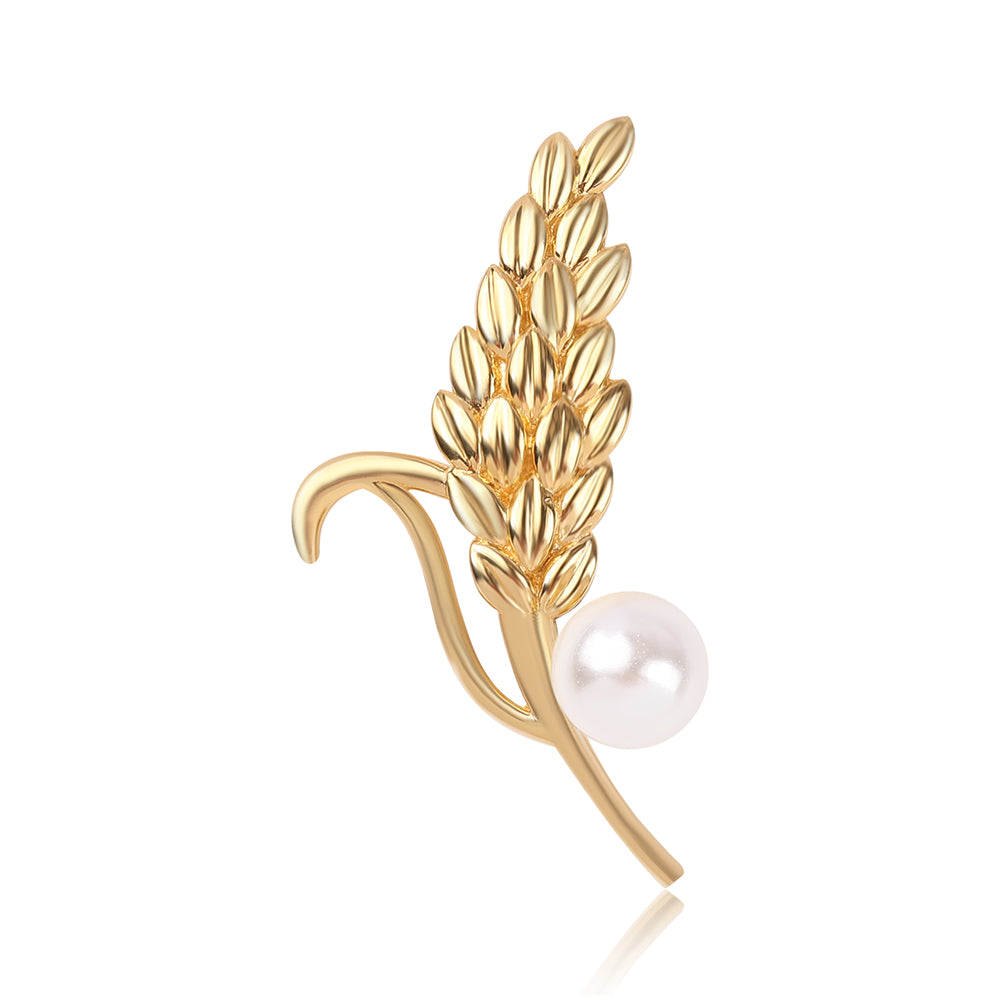 Alfinete de Prata com Banho de Ouro com Pérola de Água Doce Branca  Contraste: Cabeca de Veado (800) 1 