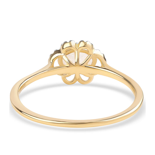 Anel de Prata com Banho de Ouro com Pedra da Lua Arco-íris AA