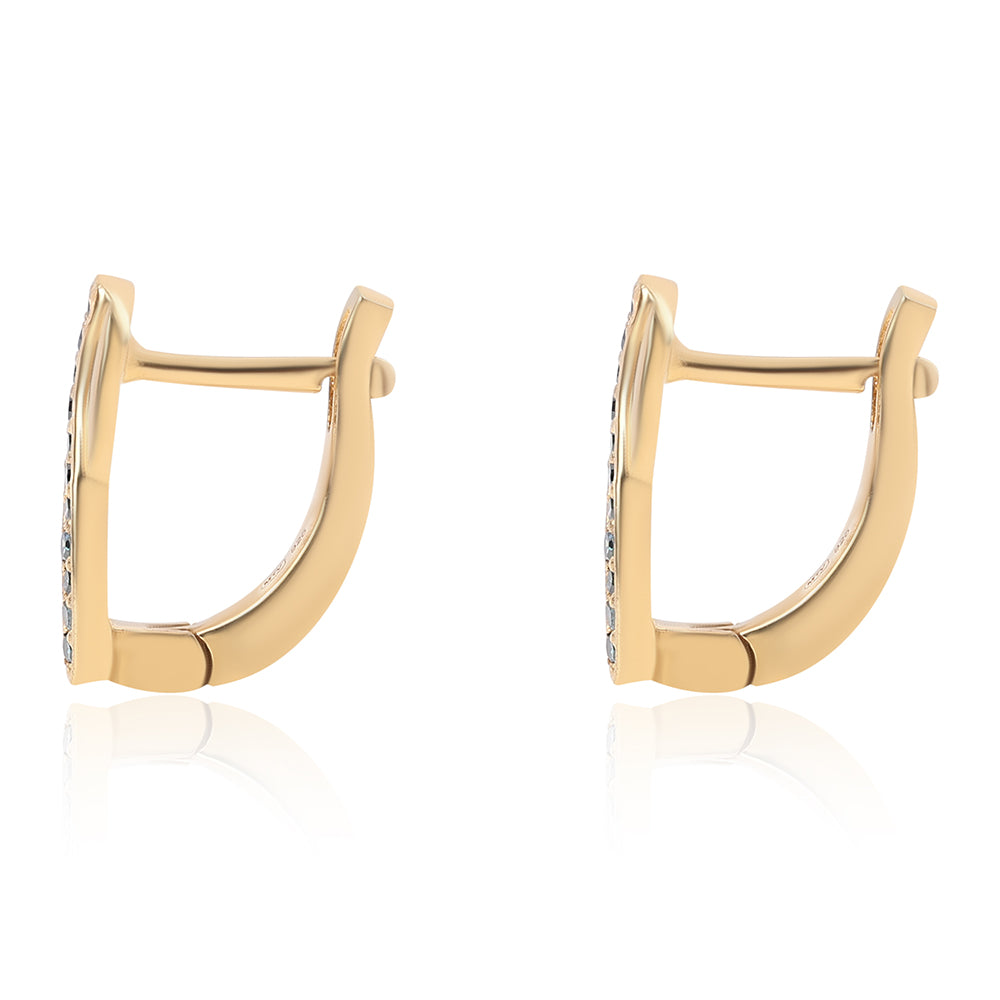 Brincos de Prata com Banho de Ouro com Diamante Azul 2 