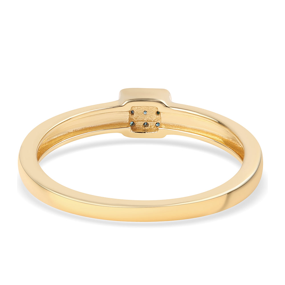 Anel de Prata com Banho de Ouro com Diamante Azul 2 