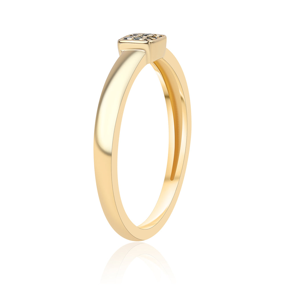 Anel de Prata com Banho de Ouro com Diamante Azul