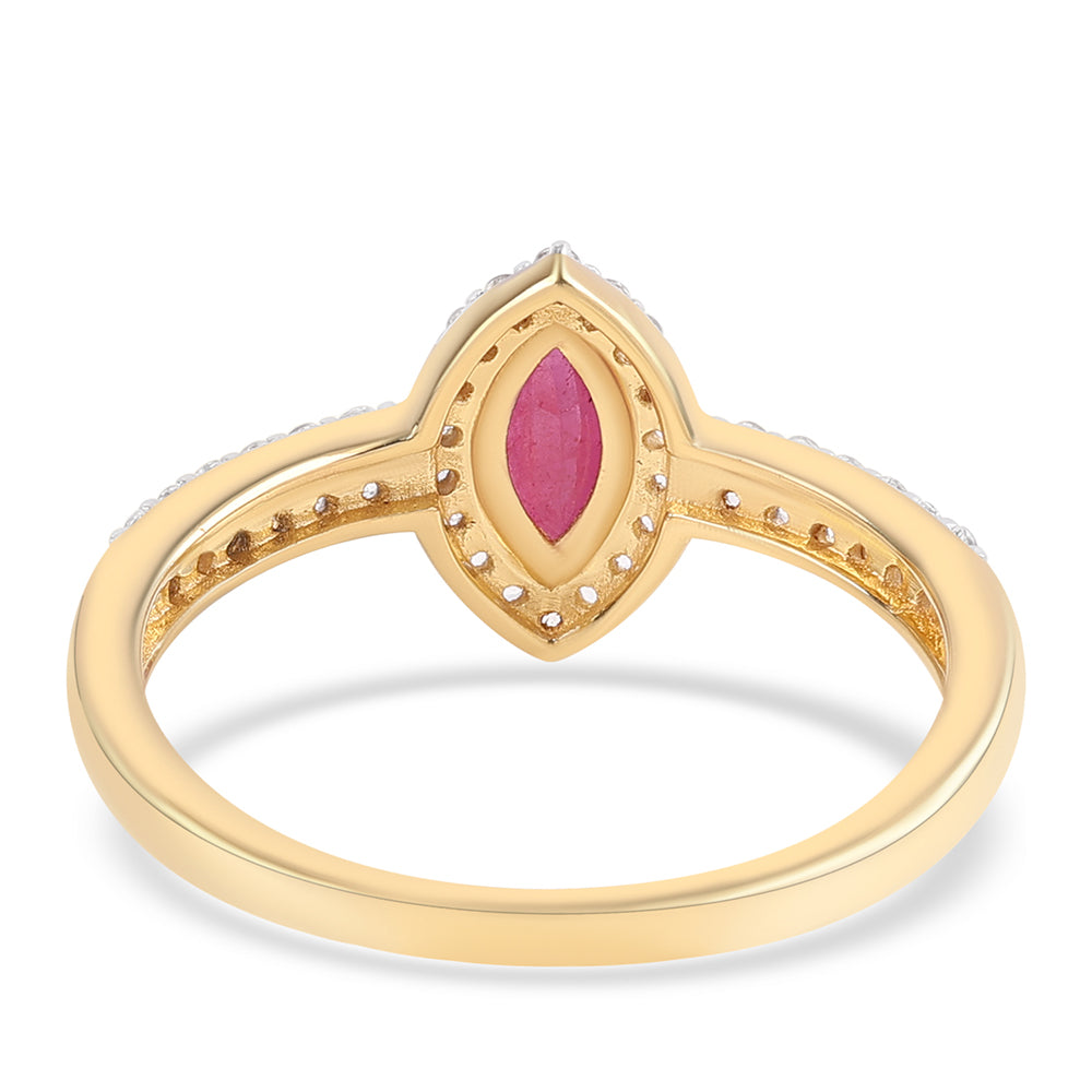 Anel de Prata com Banho de Ouro com Rubi de Moçambique e Topázio Branco 2 