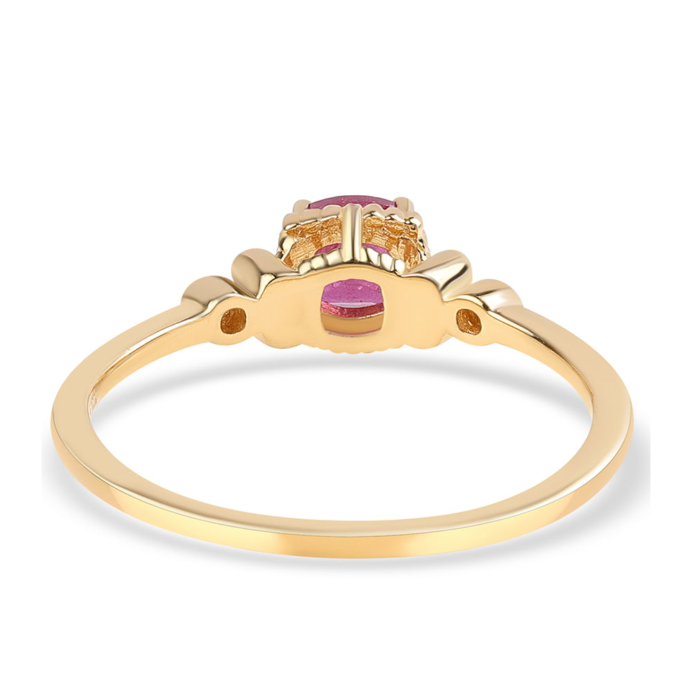 Anel de Prata com Banho de Ouro com Rubi de Moçambique e Topázio Branco 3 