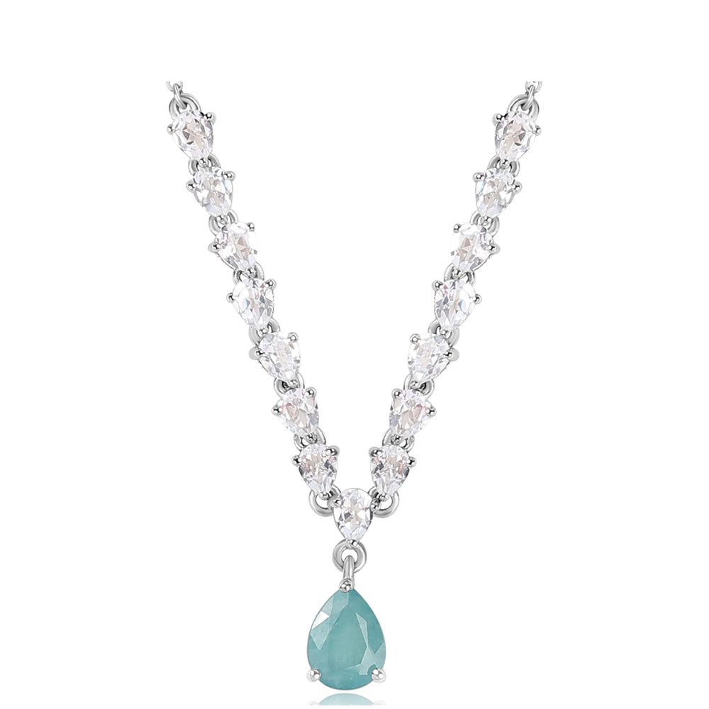 Colar de Prata com Grandidierite e Topázio Branco  Contraste: Cabeca de Veado (800) 1 