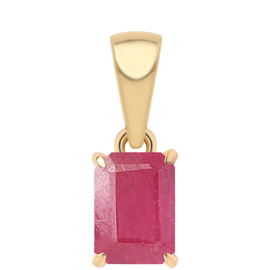 Pendente de Prata com Banho de Ouro com Rubi de Moçambique