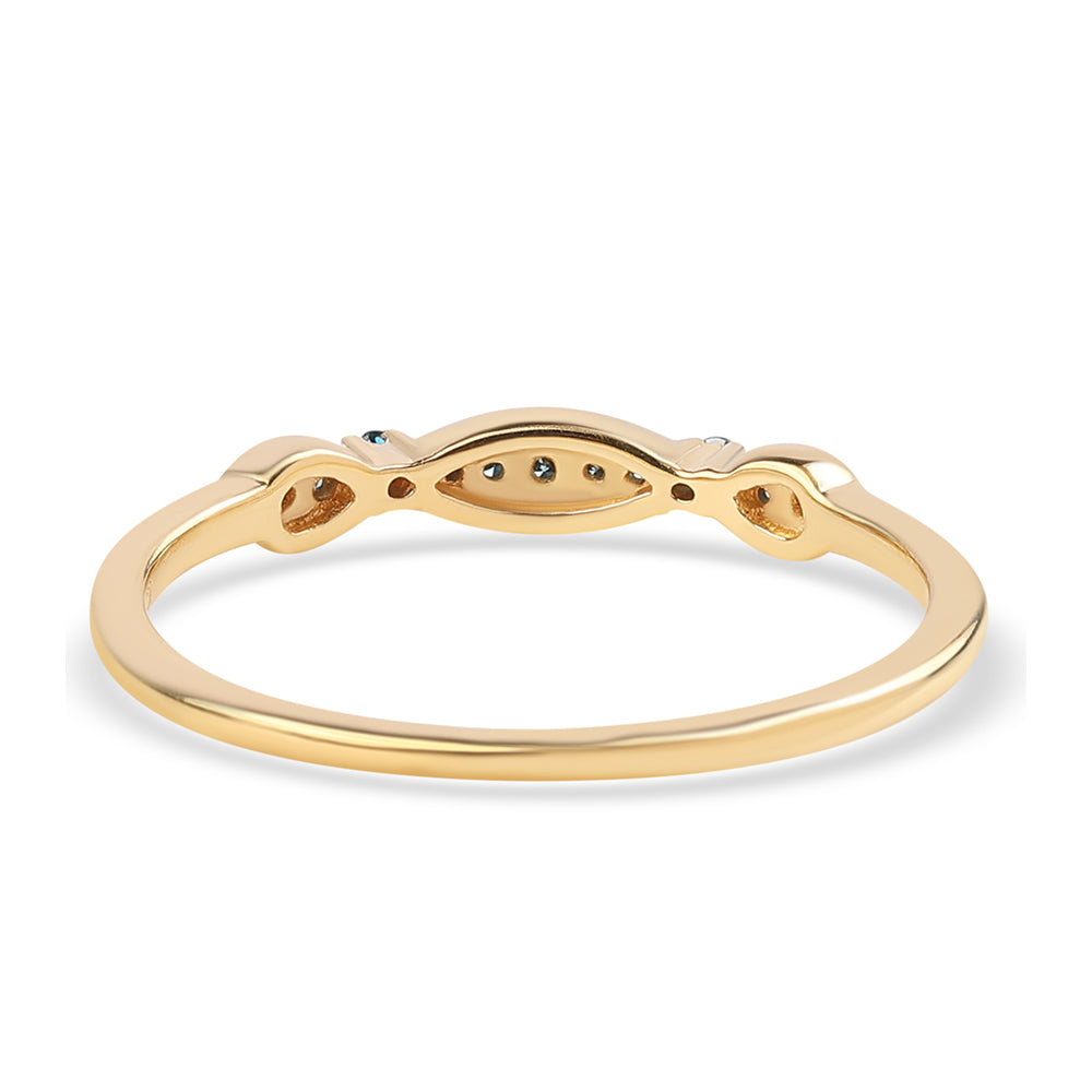 Anel de Prata com Banho de Ouro com Diamante Azul 2 