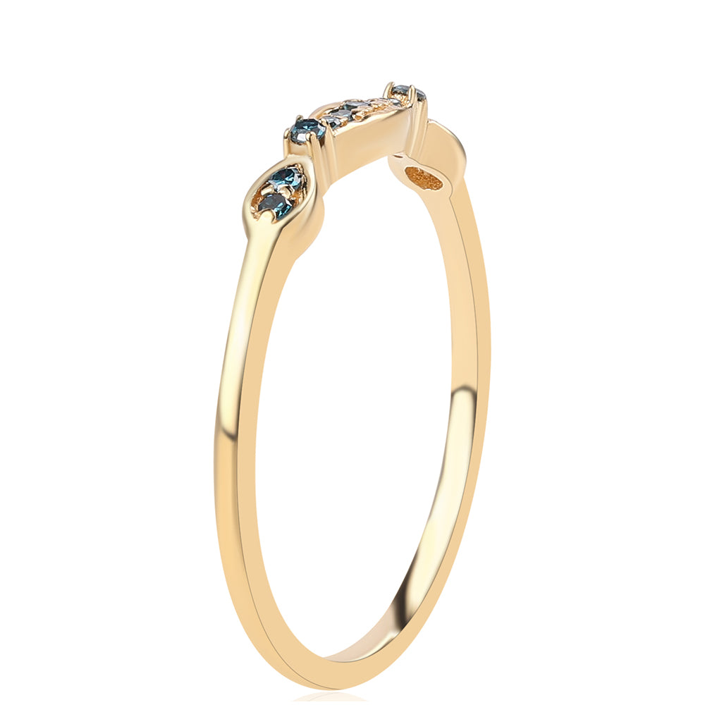 Anel de Prata com Banho de Ouro com Diamante Azul 3 