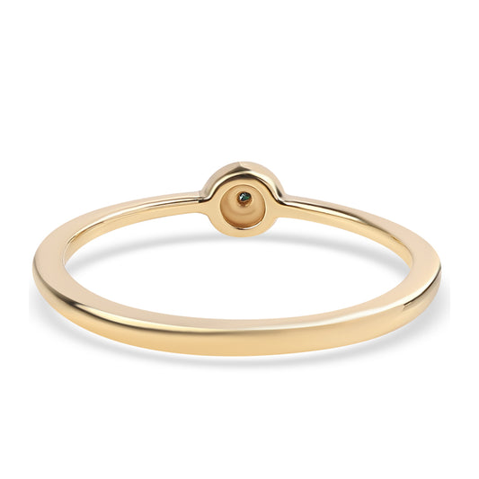 Anel de Prata com Banho de Ouro com Diamante Azul