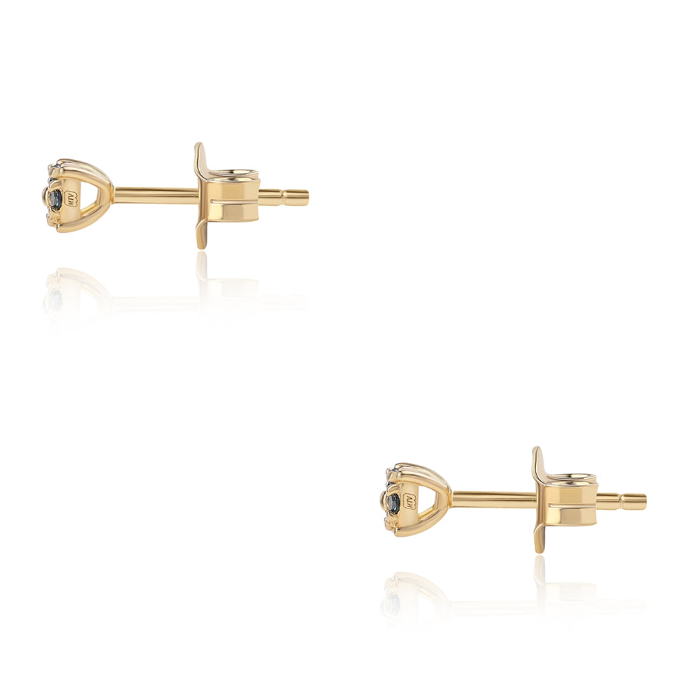 Brincos de Prata com Banho de Ouro com Diamante Azul