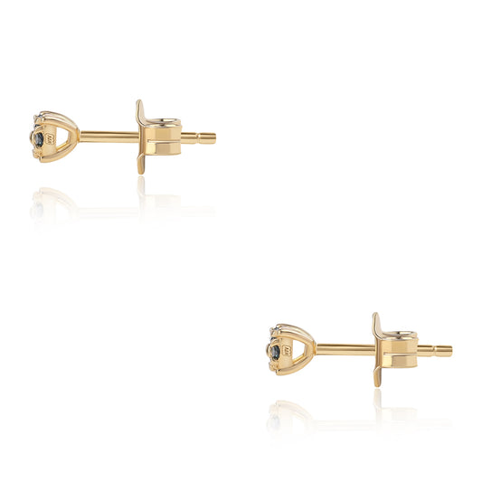 Brincos de Prata com Banho de Ouro com Diamante Azul