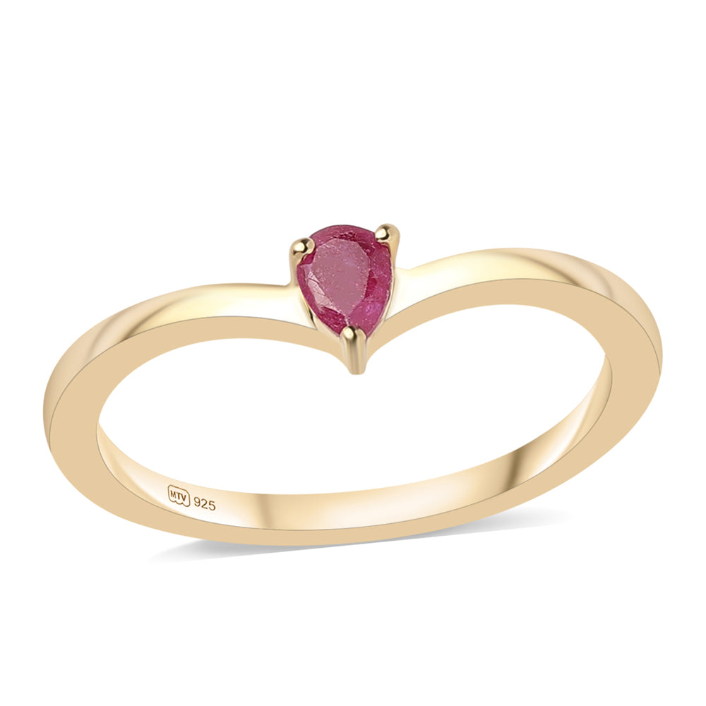 Conjunto de Prata com Banho de Ouro com Rubi de Moçambique e Diamante Azul ( Anel )  Contraste: Cabeca de Veado (800) 5 