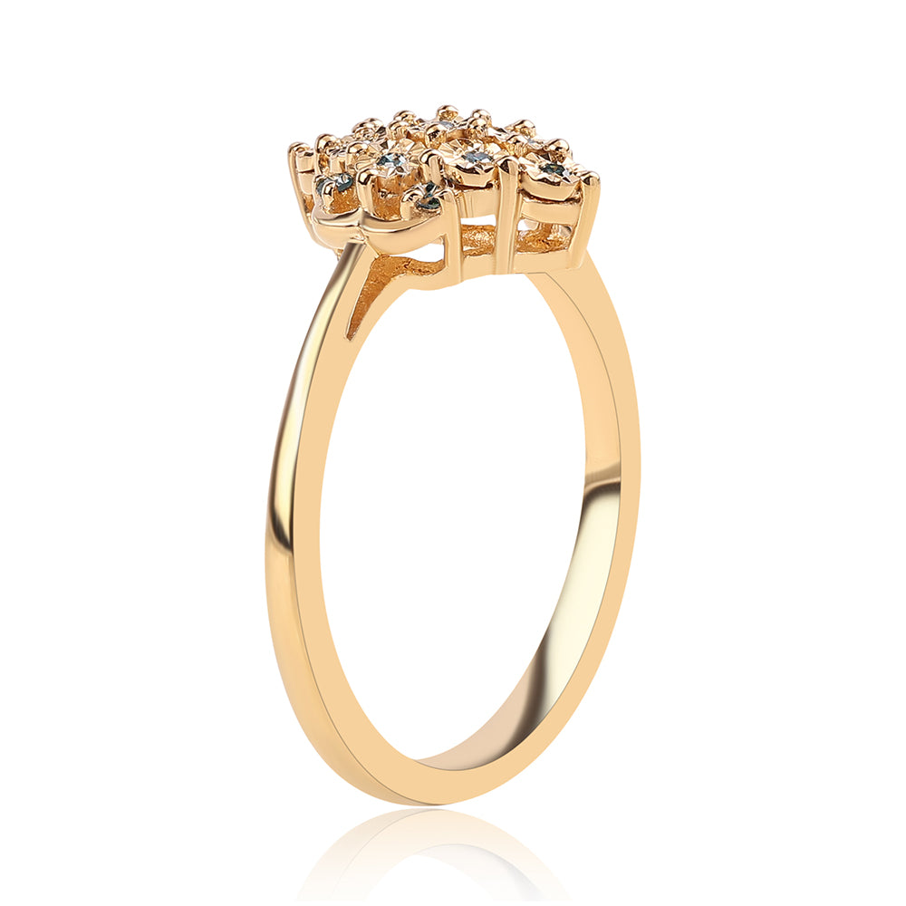 Anel de Prata com Banho de Ouro com Diamante Azul 3 