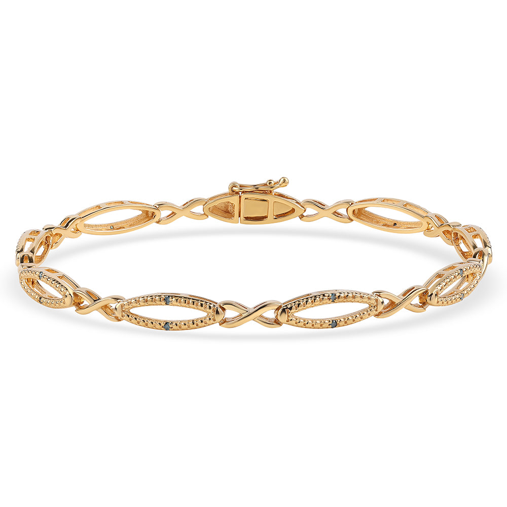 Pulseira de Prata com Banho de Ouro com Diamante Azul  Contraste: Cabeca de Veado (800) 1 