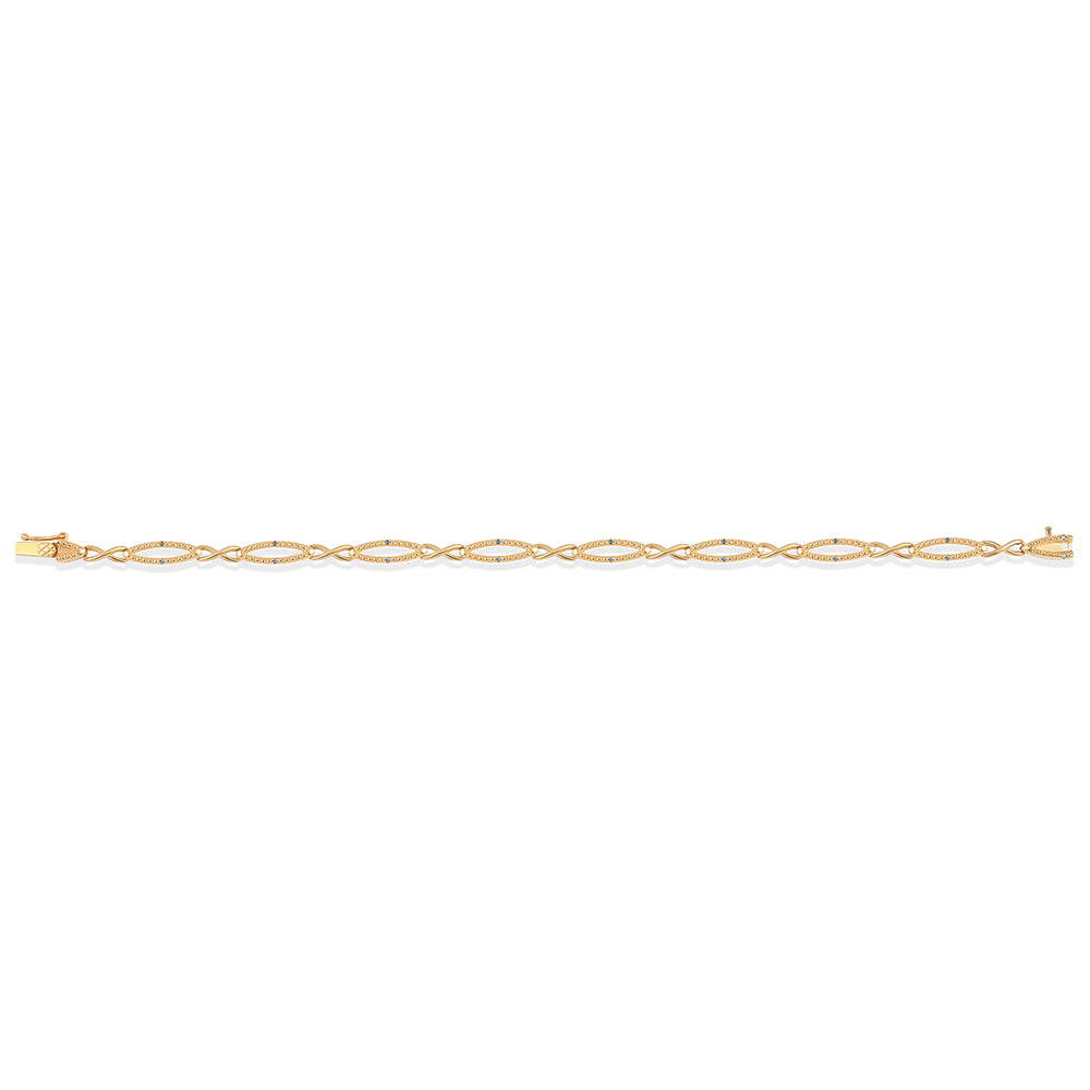 Pulseira de Prata com Banho de Ouro com Diamante Azul  Contraste: Cabeca de Veado (800) 2 