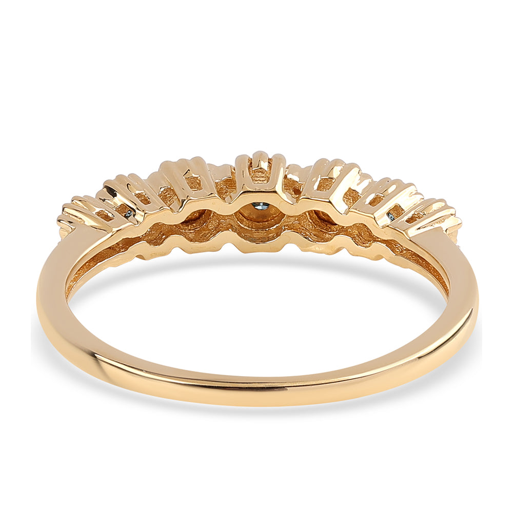 Anel de Prata com Banho de Ouro com Diamante Azul 3 