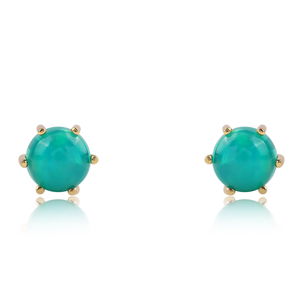 Brincos de Prata com Banho de Ouro com Opala Verde do Etíope Lega Dembi 2 