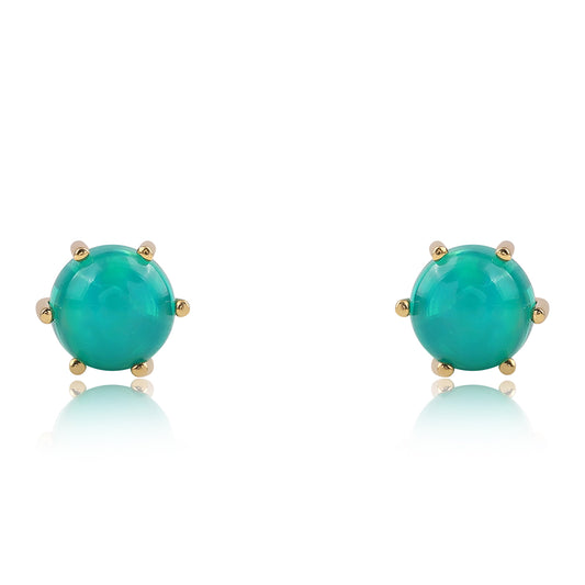 Brincos de Prata com Banho de Ouro com Opala Verde do Etíope Lega Dembi