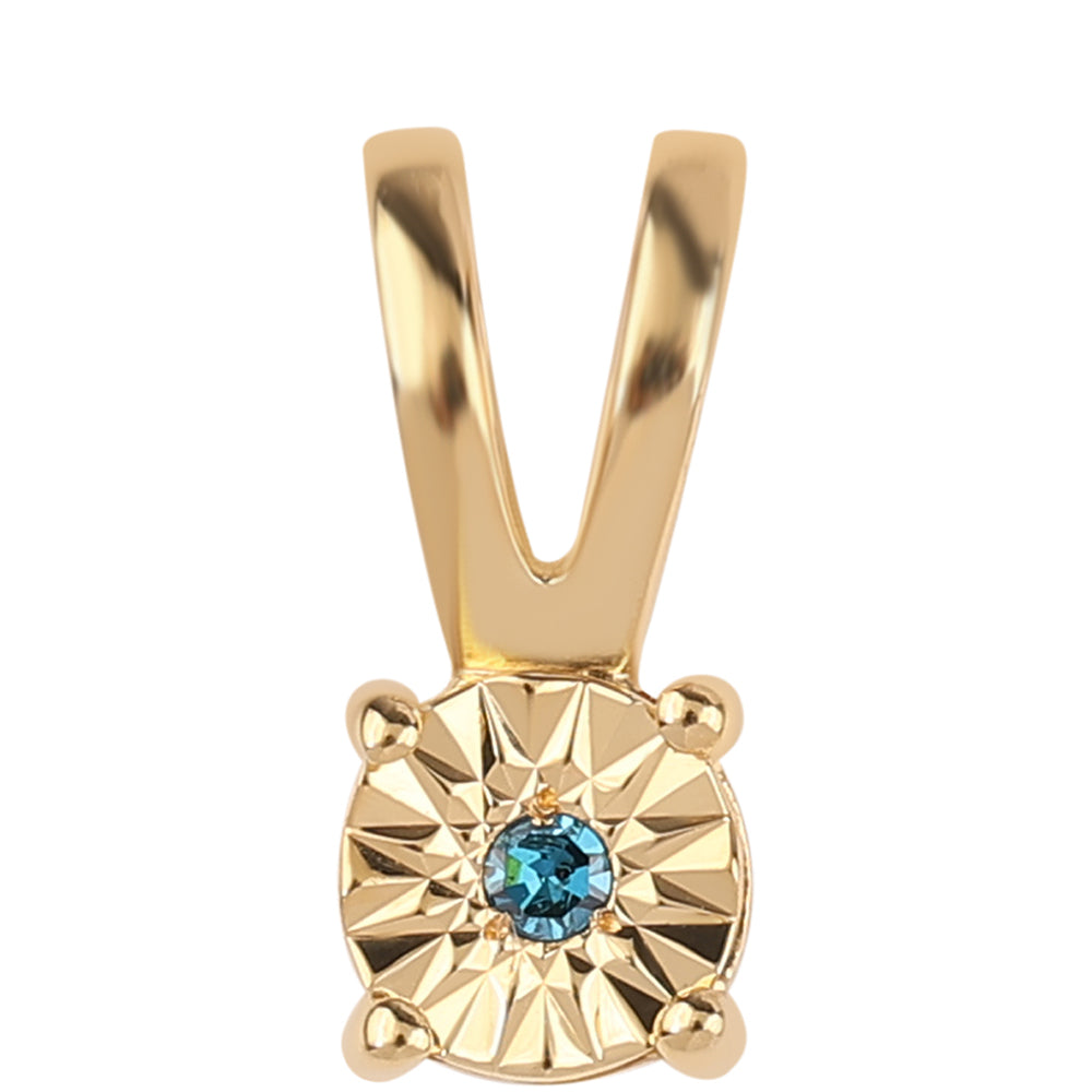 Pendente de Prata com Banho de Ouro com Diamante Azul