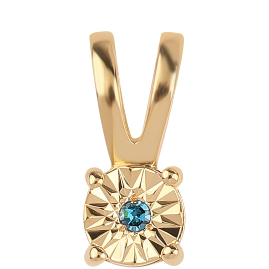 Pendente de Prata com Banho de Ouro com Diamante Azul