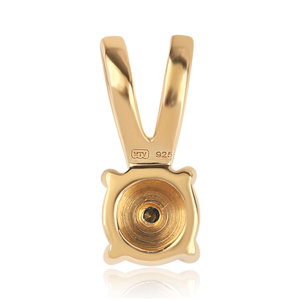 Pendente de Prata com Banho de Ouro com Diamante Azul