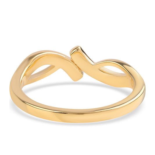 Anel de Prata com Banho de Ouro com Diamante Azul e Topázio Branco