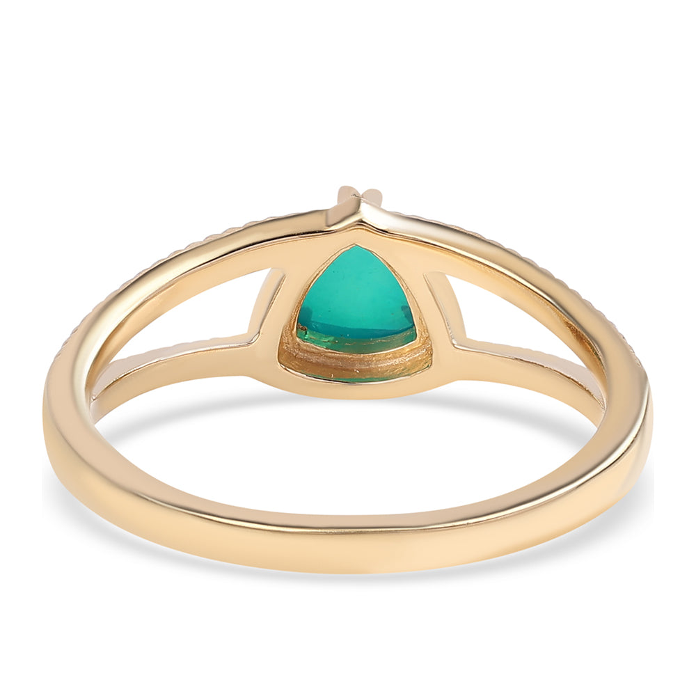 Anel de Prata com Banho de Ouro com Opala Verde do Etíope Lega Dembi