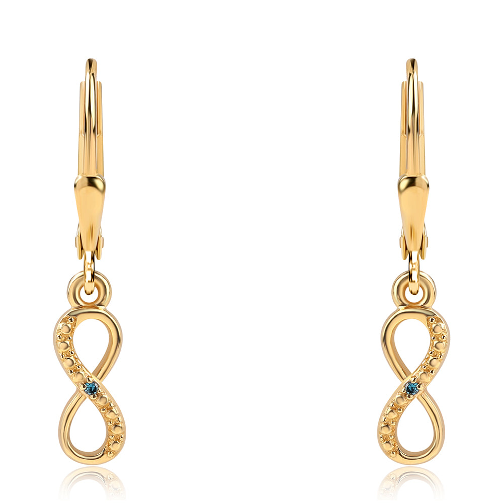 Brincos de Prata com Banho de Ouro com Diamante Azul 2 