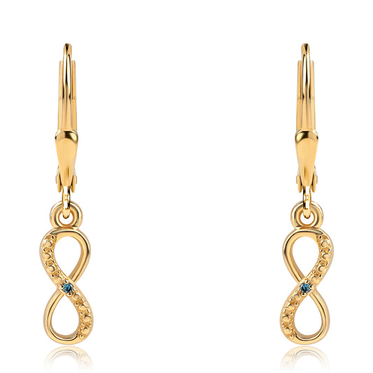 Brincos de Prata com Banho de Ouro com Diamante Azul