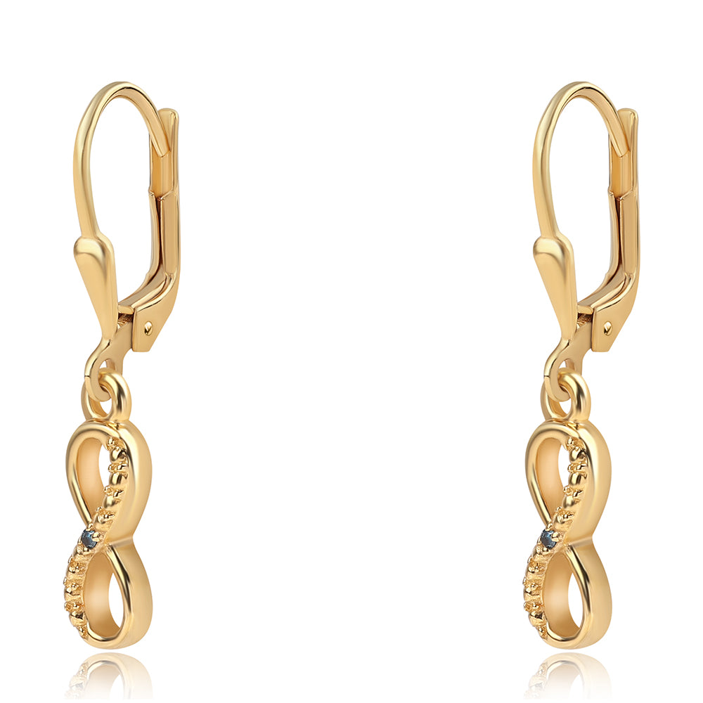 Brincos de Prata com Banho de Ouro com Diamante Azul 1 