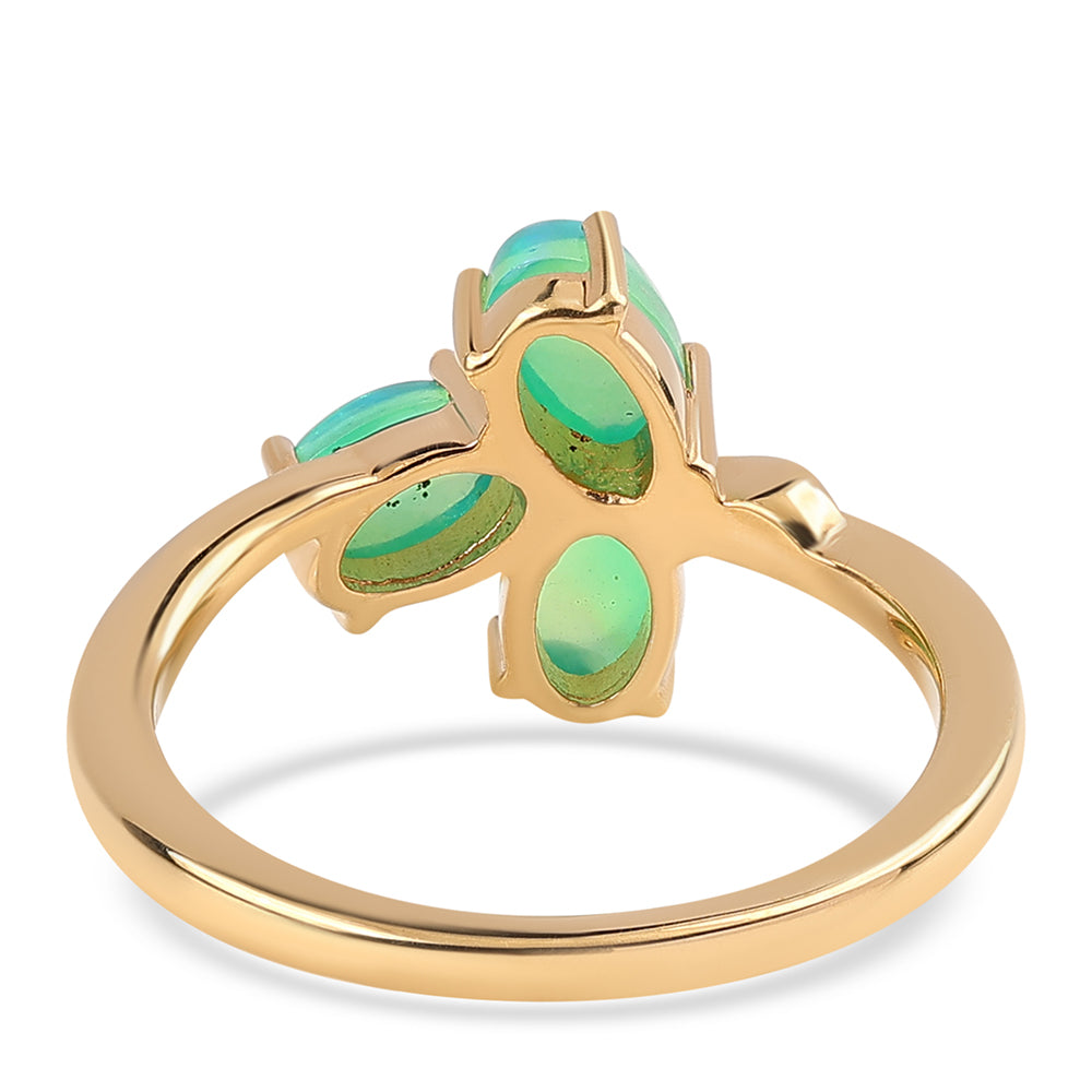 Anel de Prata com Banho de Ouro com Opala Verde do Etíope Lega Dembi 3 