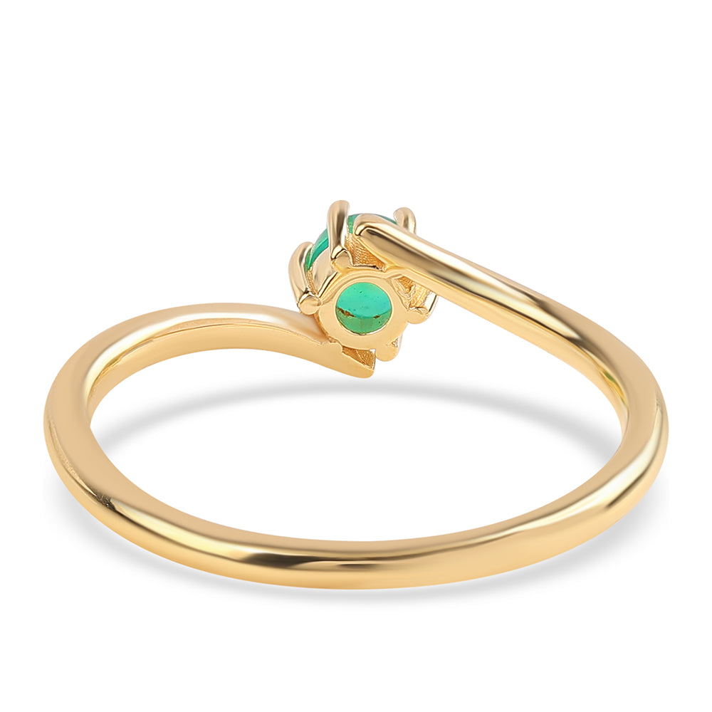 Anel de Prata com Banho de Ouro com Opala Verde do Etíope Lega Dembi