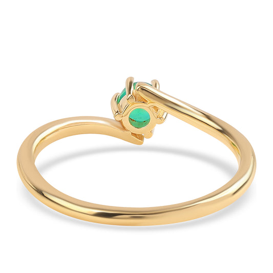 Anel de Prata com Banho de Ouro com Opala Verde do Etíope Lega Dembi