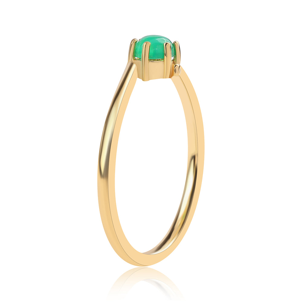 Anel de Prata com Banho de Ouro com Opala Verde do Etíope Lega Dembi 3 