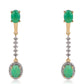 Brincos de Prata com Banho de Ouro com Opala Verde do Etíope Lega Dembi e Topázio Branco