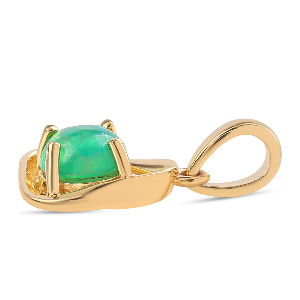 Pendente de Prata com Banho de Ouro com Opala Verde do Etíope Lega Dembi 2 