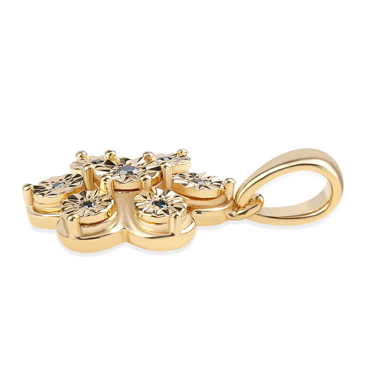 Pendente de Prata com Banho de Ouro com Diamante Azul