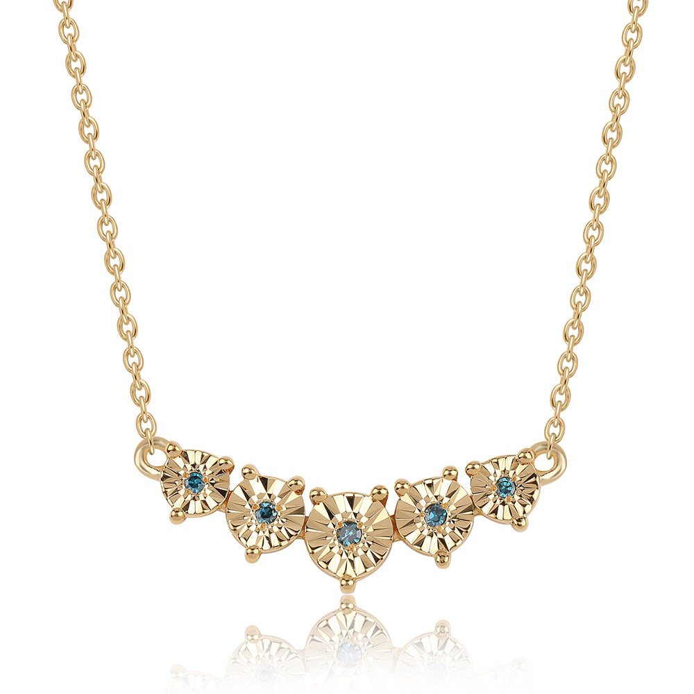 Colar de Prata com Banho de Ouro com Diamante Azul  Contraste: Cabeca de Veado (800)